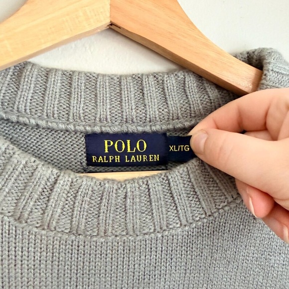 Polo by Ralph Lauren Gray Crewneck Sweater with Bear Motif - Picture 8 of 12
